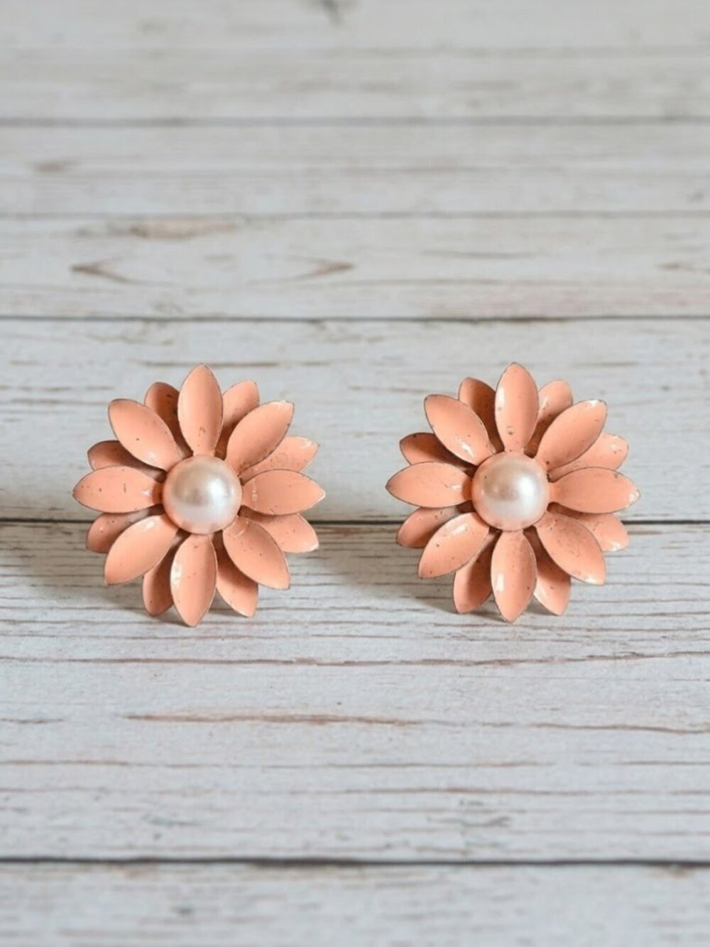 Ladies Pink Flower Earrings - Picture 2 of 11